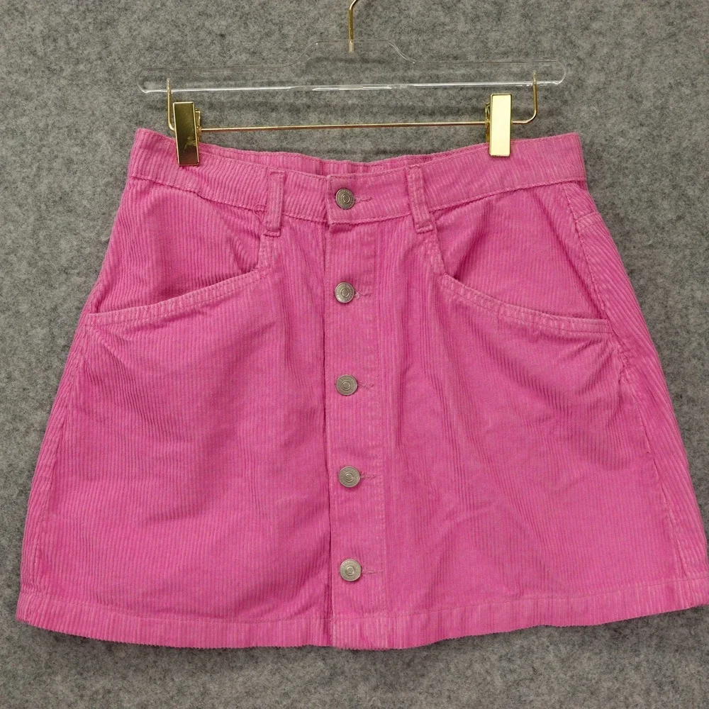 Y2K Barbiecore Mini Skirt FREE PEOPLE Womens 8 MEDIUM Pink Corduroy Indie Prep
